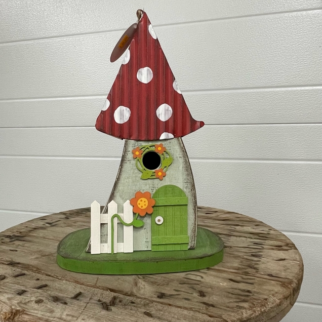 Mushroom Tin Birdhouse 