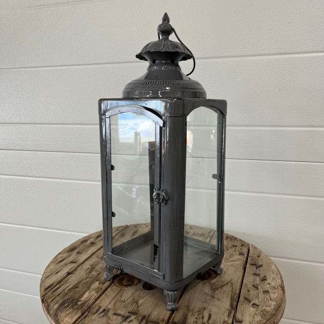 Grey Metal Floor Lantern - Small